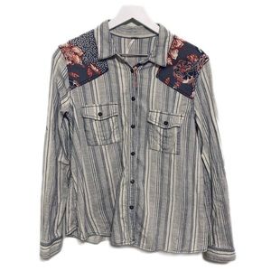 Free People | Striped & Floral Button Up Top